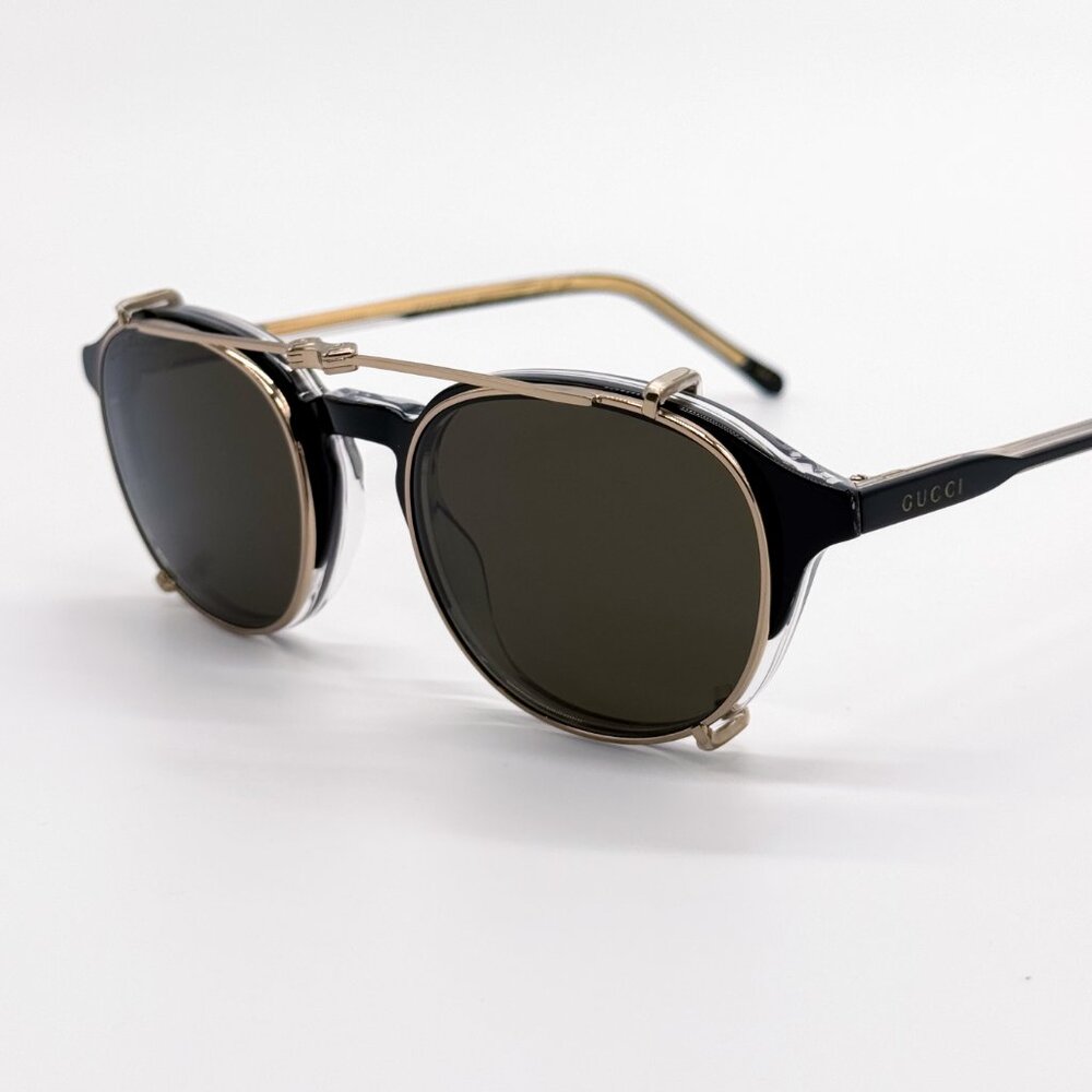 NEW GUCCI SUNGLASSES MEN ROUND BLACK GUCCI GG1212S 002 - Picture 8 of 15